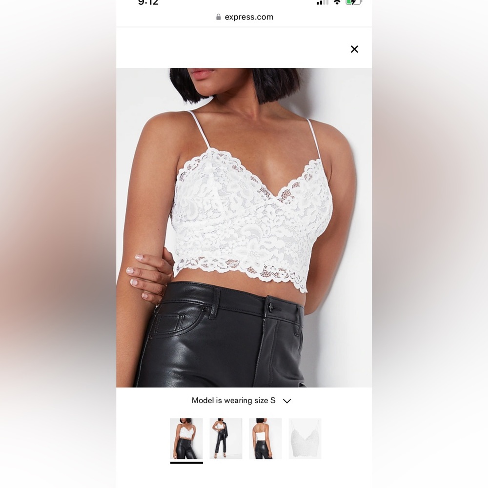 Express white allover Lace Cropped Cami
Size small